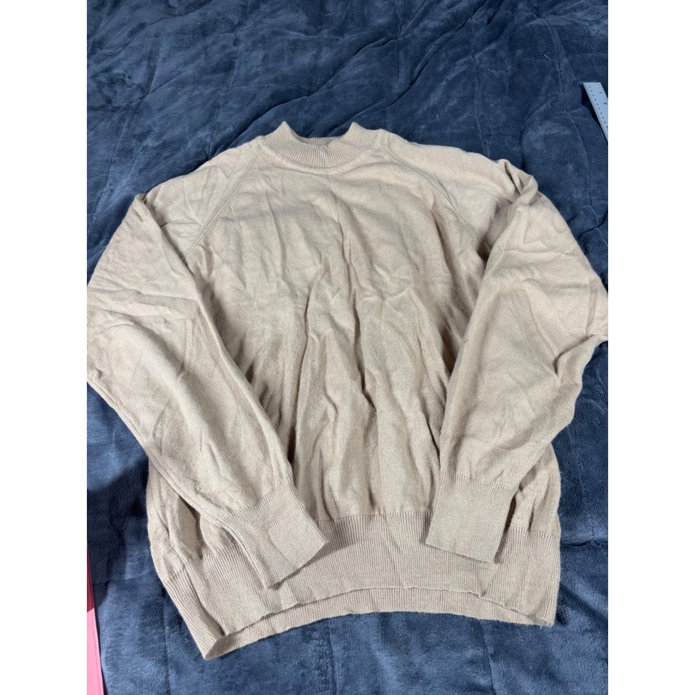 Lord Jeff Zephshire Worsted Dupont Orlon Sweater XL Mock Neck Beige Made USA